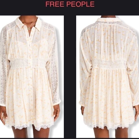 Free People Sheer Romance Mini Dress in Tea Combo Size XS - Picture 13 of 13